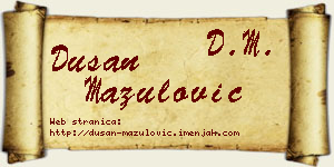 Dušan Mazulović vizit kartica